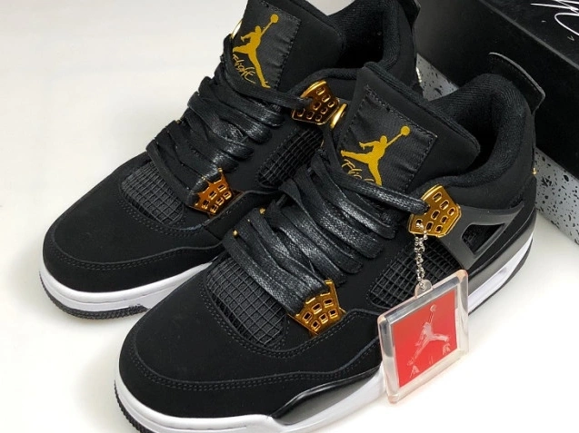 4 Royalty 308497-032 Black Air Jordan Metallic Gold-White 1207